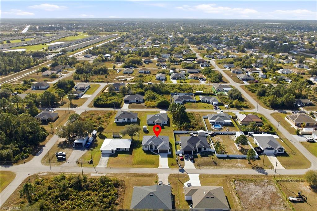 Aerial view of residential area