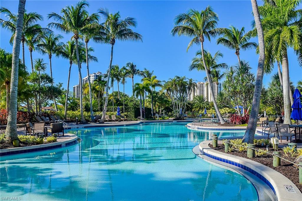 Community pool with a patio area