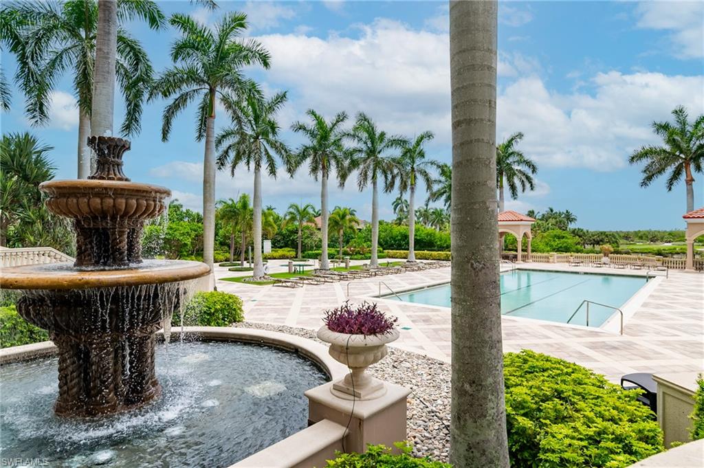 Community pool featuring a gazebo and a patio