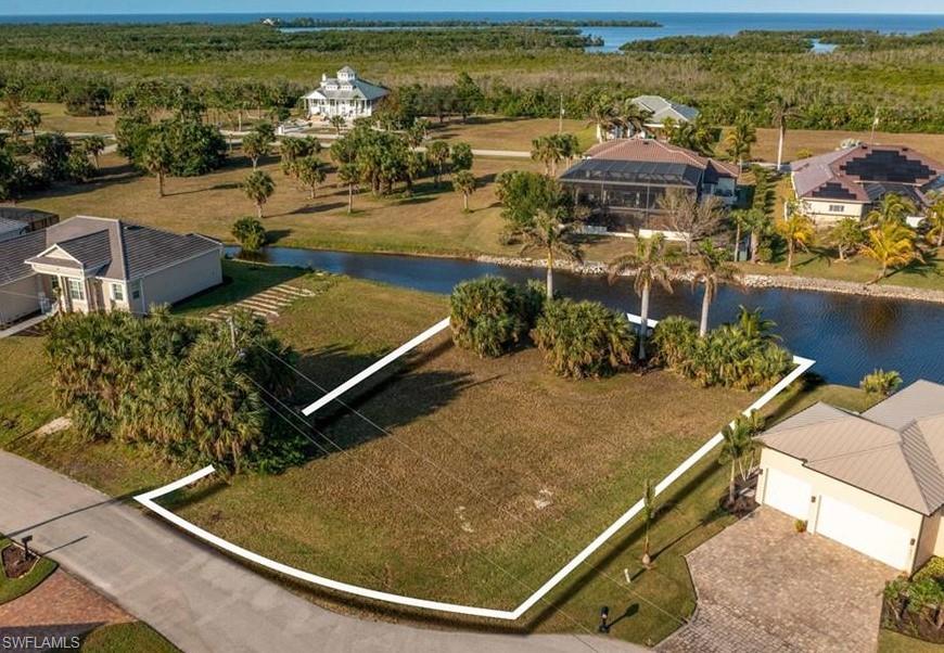 Bird's eye view of a nearby body of water