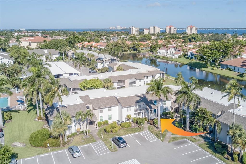Bird's eye view of a nearby body of water