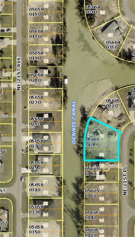 Aerial map of property and surrounding area featuring property boundaries highlighted
