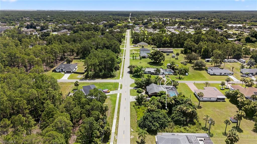 Aerial perspective of suburban area