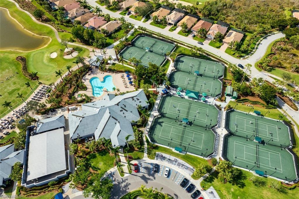 View of amenities Club house Pool Tennis courts