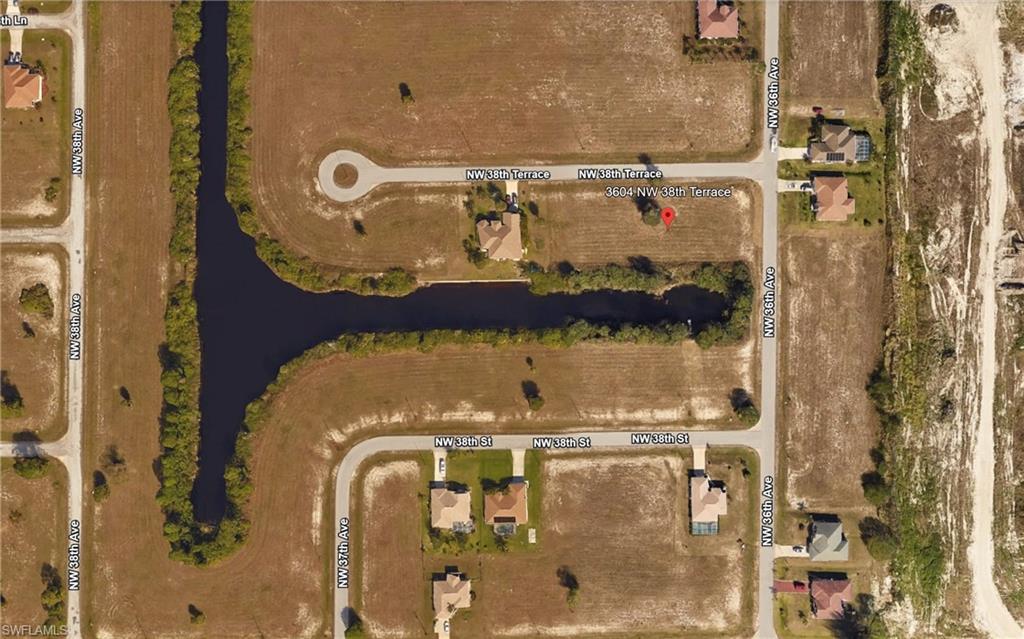 Bird's eye view of a nearby body of water