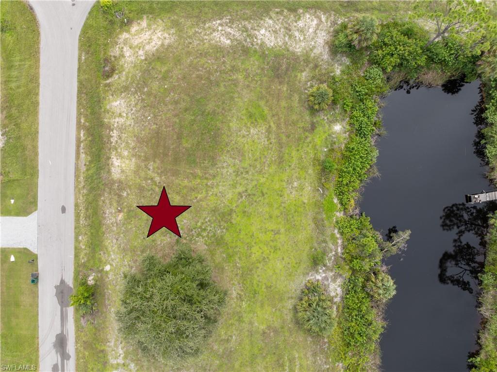 Aerial view of a nearby body of water