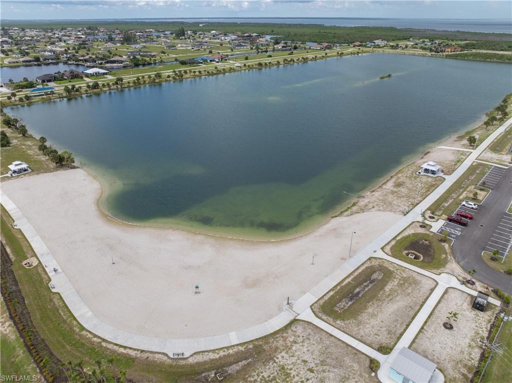 Bird's eye view of a nearby body of water