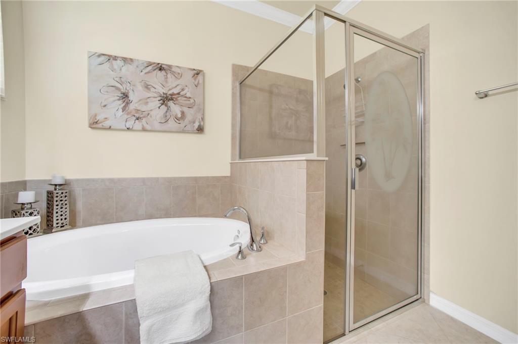 Separate soaking tub and shower