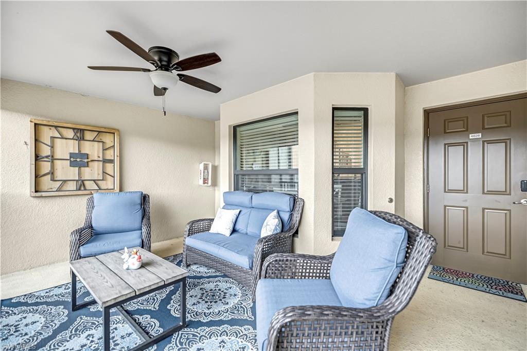 View of front door patio featuring an outdoor hangout area