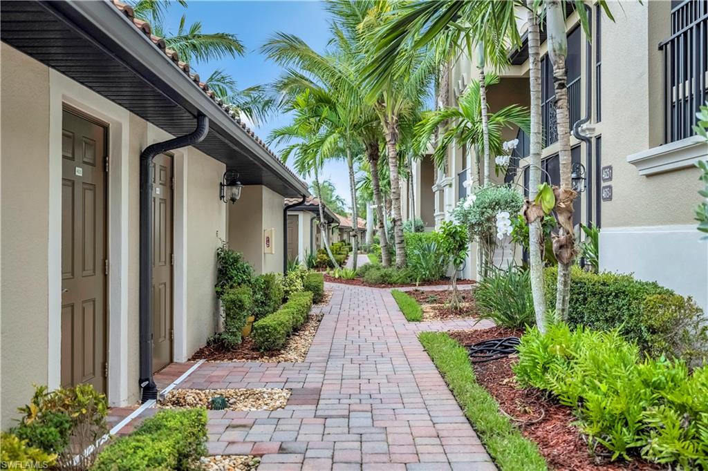 View of walkway to unit