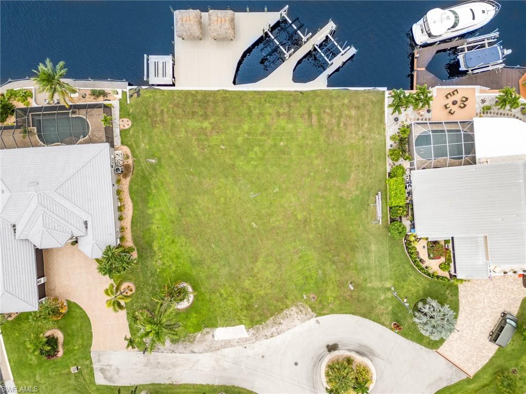 Bird's eye view of a nearby body of water