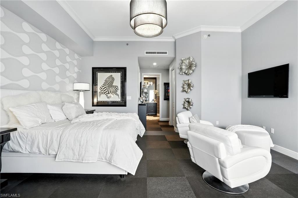 Bedroom with ornamental molding - Virtually Edited Image
