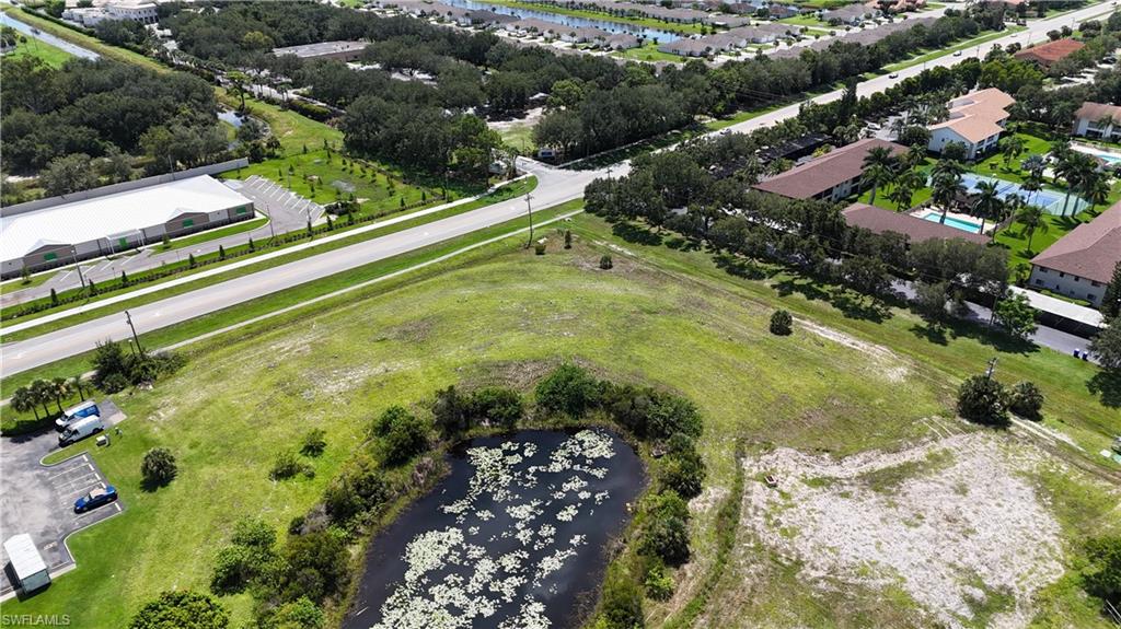 Bird's eye view of a nearby body of water