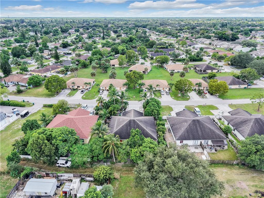 Aerial perspective of suburban area