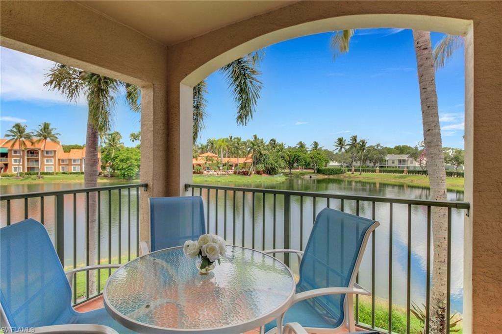 Balcony with a water view
