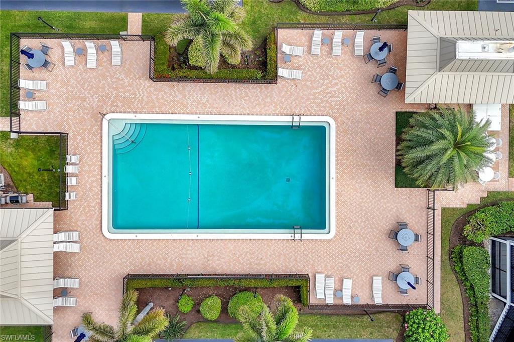 Drone / aerial view of a pool