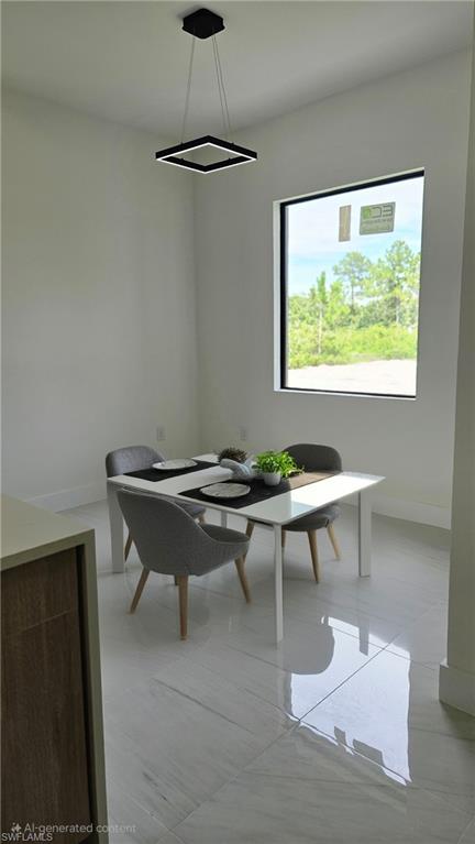 Dining area featuring baseboards and light tile patterned flooring
