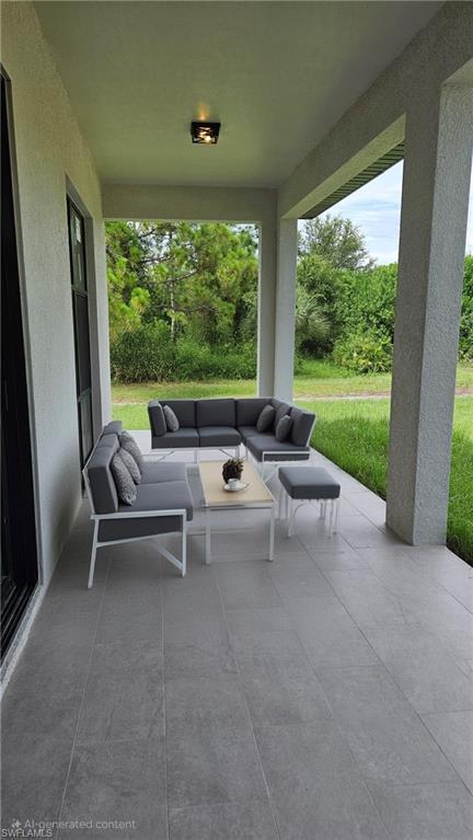 View of patio with outdoor lounge area