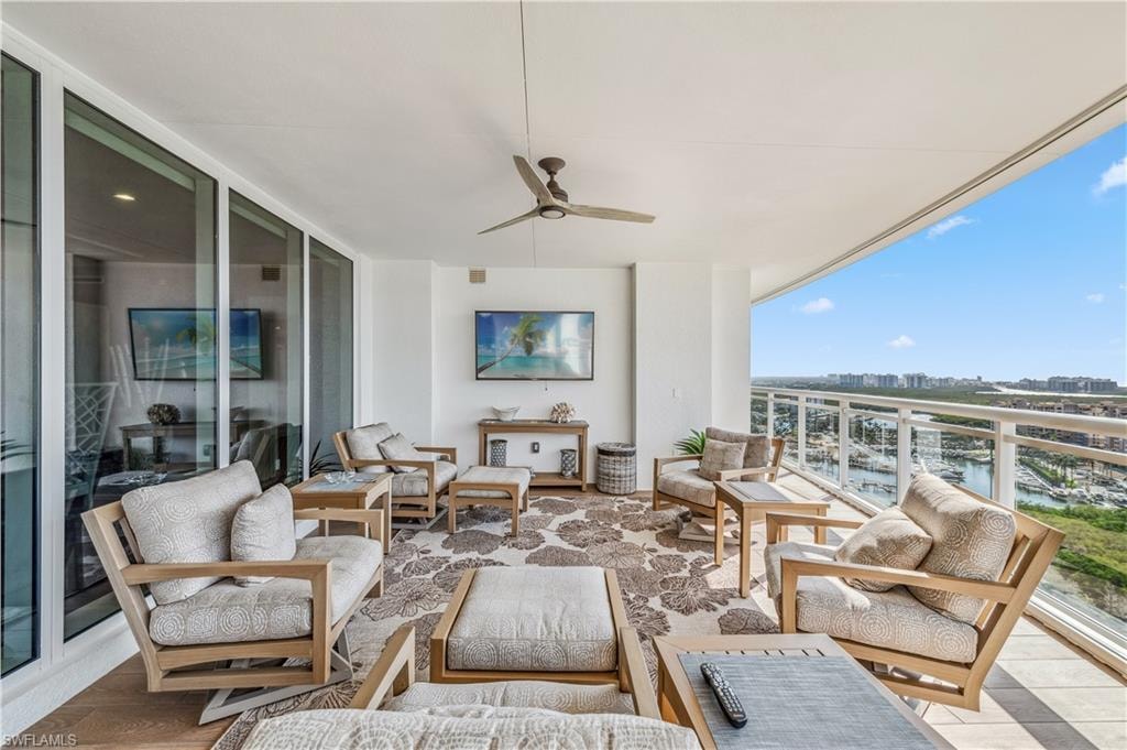 Balcony with an outdoor hangout area