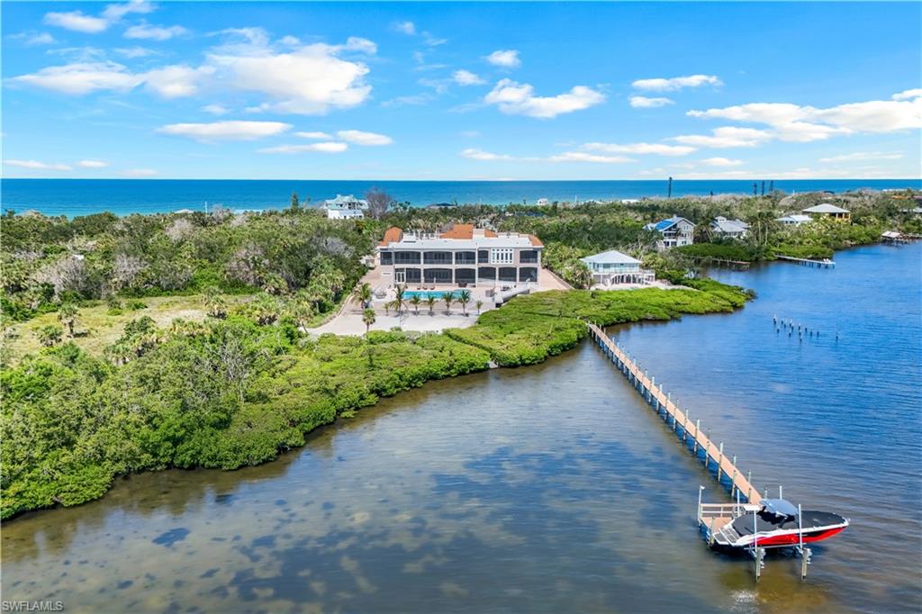 Drone / aerial view of a nearby body of water