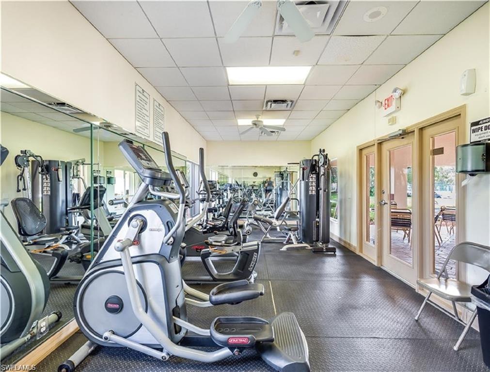 Workout area with a drop ceiling
