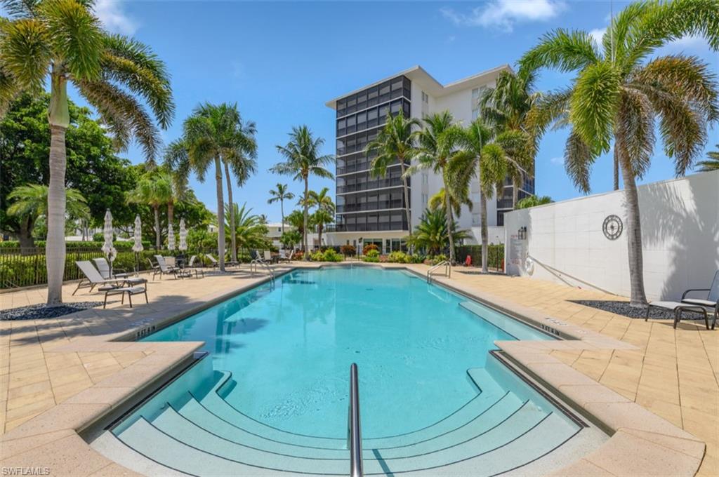 Community pool with shower and grill