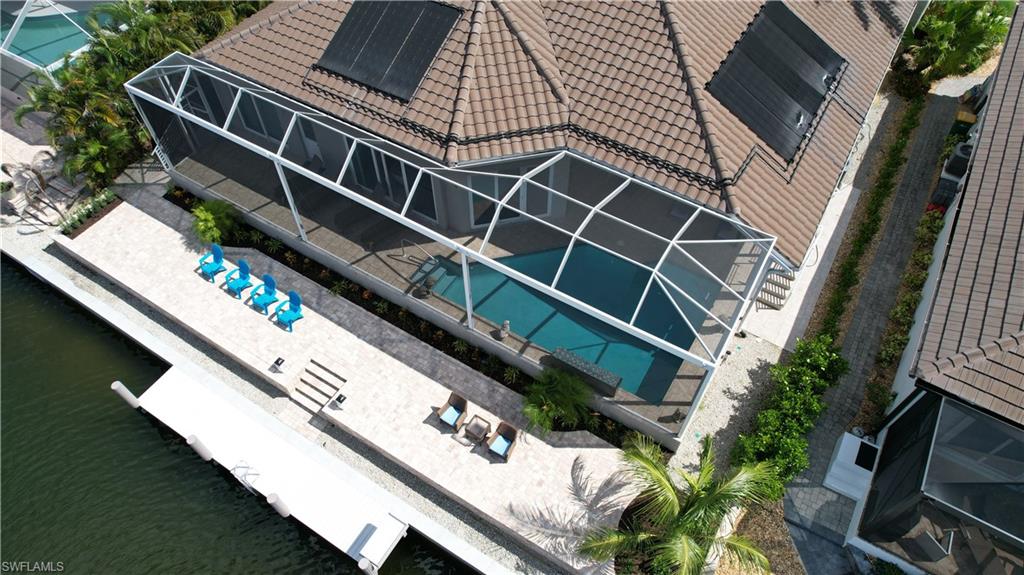 Aerial view of a pool