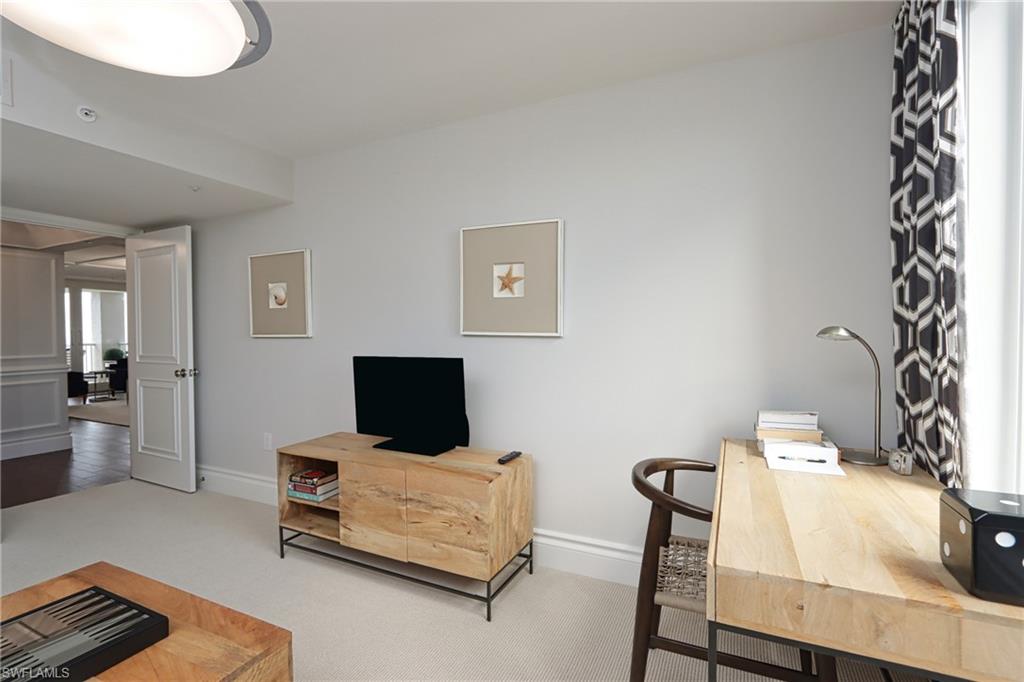 Office area featuring carpet floors