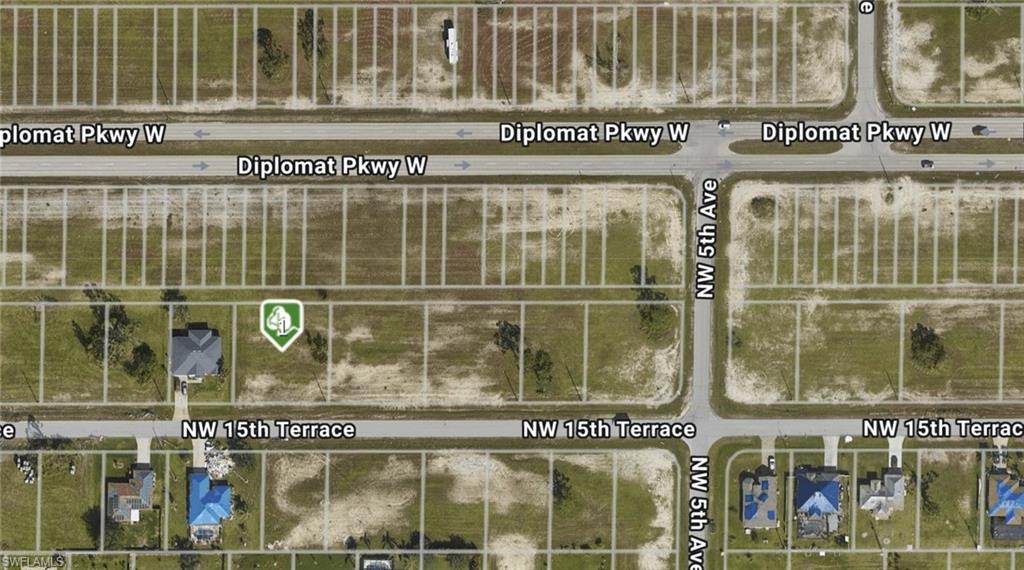 Aerial photo showing the location and size of lot