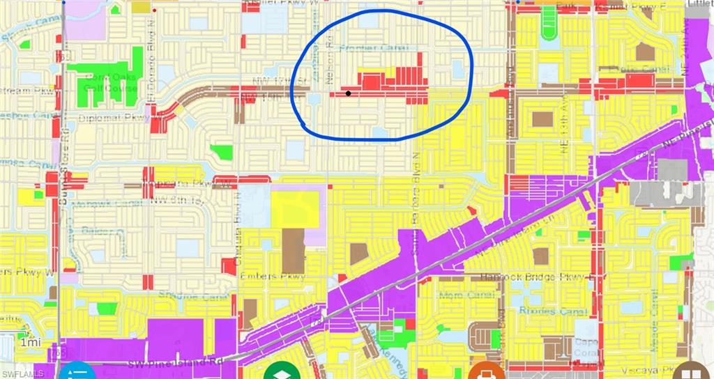 Circled Red area is zoned commercial/professional