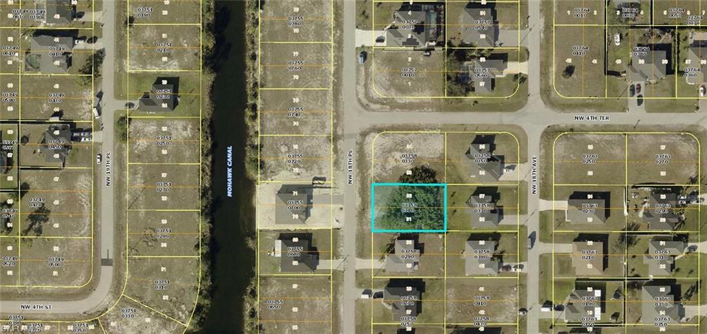 Aerial overview of property's location with property boundaries highlighted
