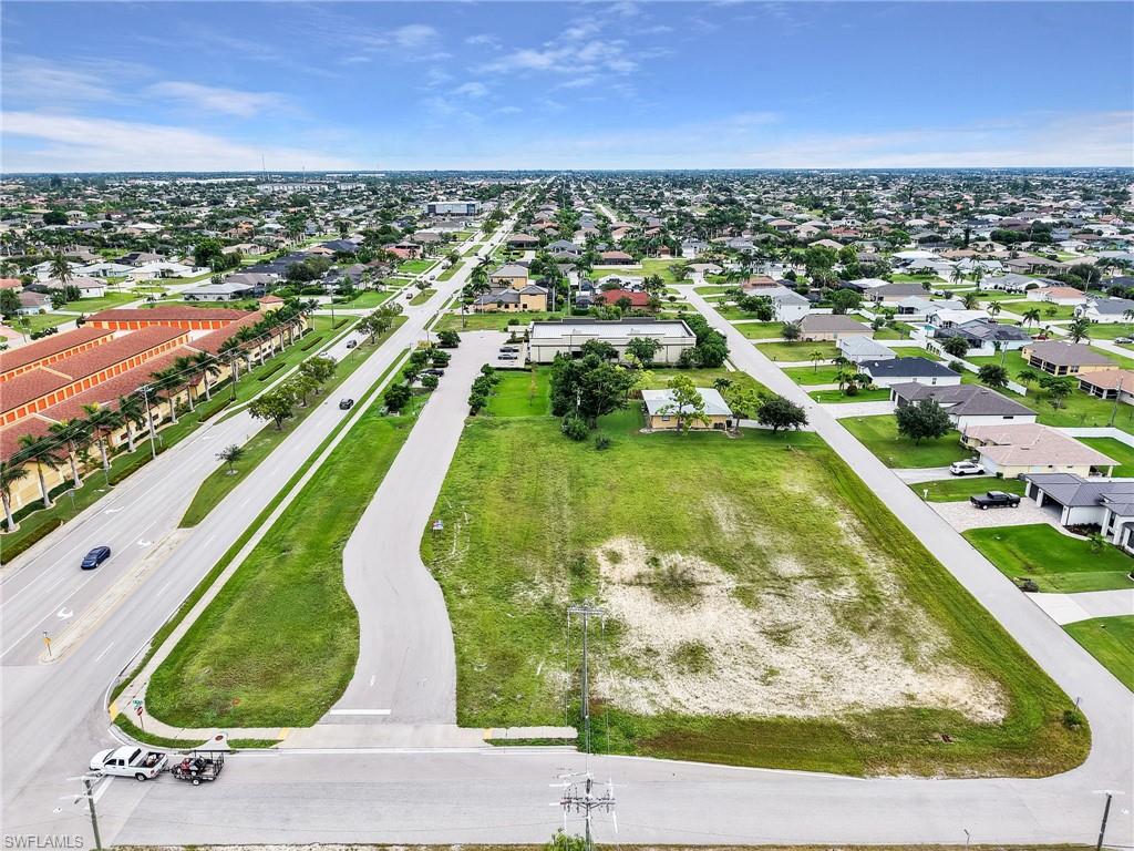 Aerial perspective of suburban area