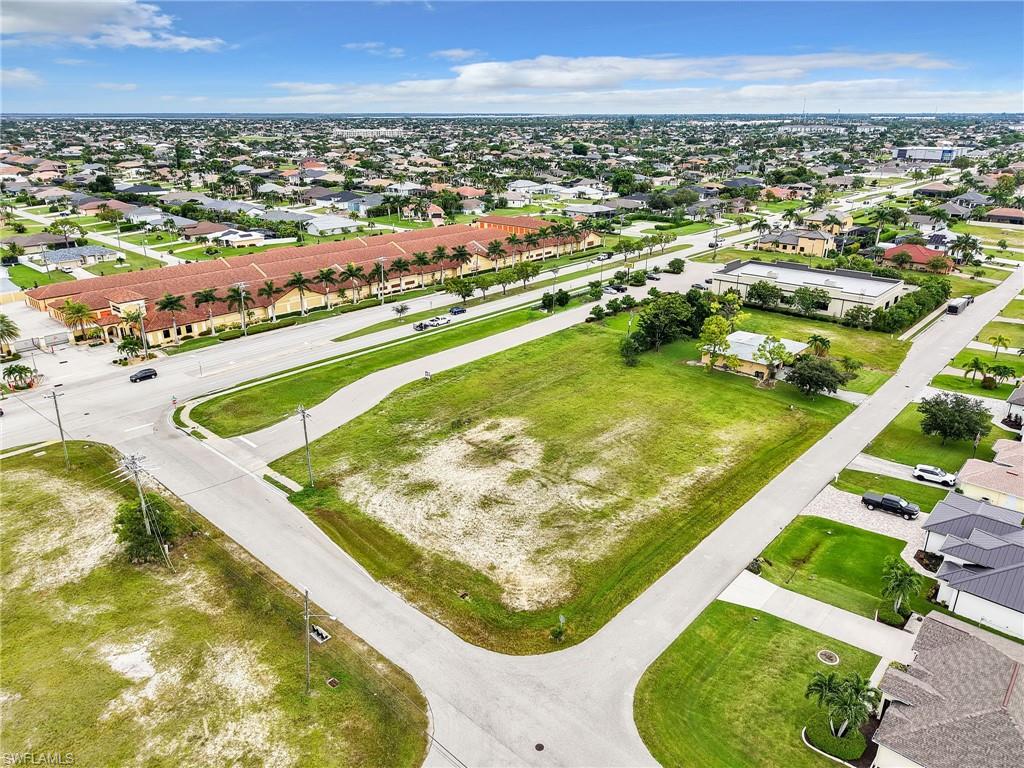 Aerial perspective of suburban area
