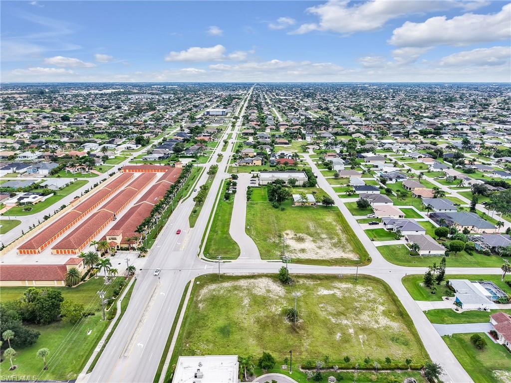Aerial perspective of suburban area