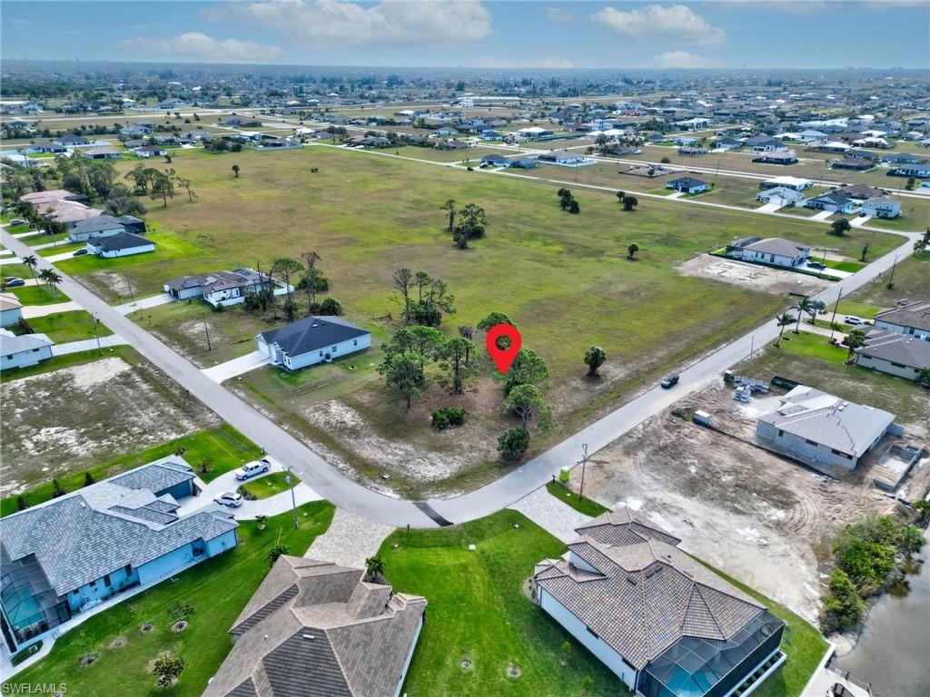 Aerial perspective of suburban area