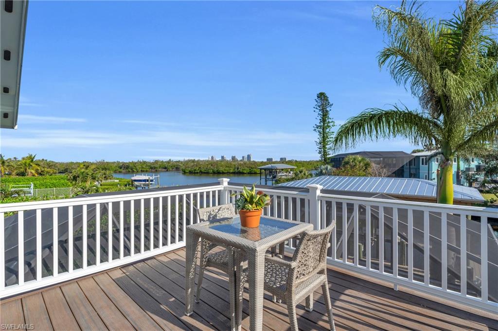 Wooden terrace with a water view