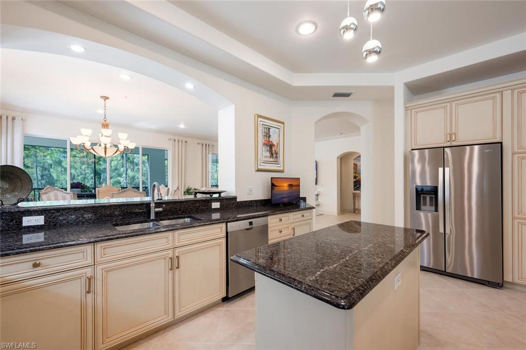 All stainless double sink & appliances.