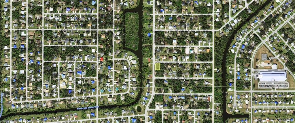 Aerial map of property and surrounding area