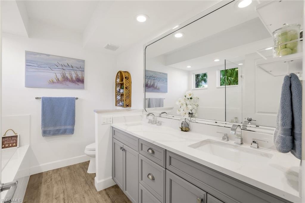 Primary bathroom with dual sinks