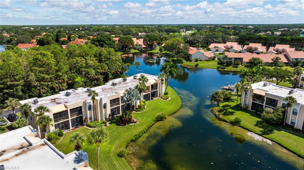 Bird's eye view of a nearby body of water