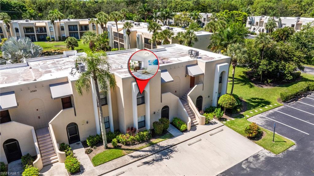 Aerial view of apartment complex / building