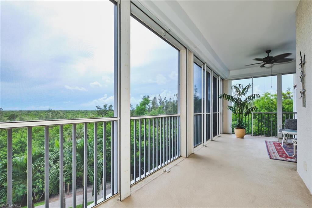 Balcony with a ceiling fan