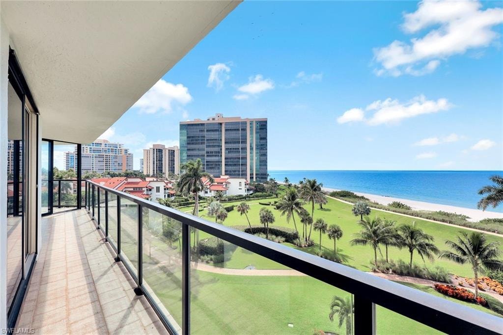 Balcony with a water view