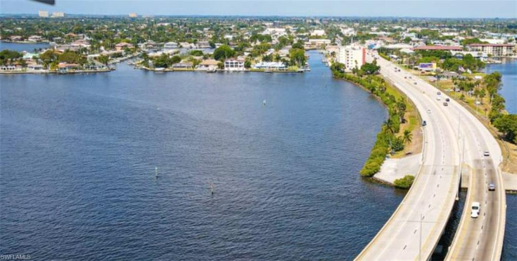 Aerial view of a large body of water