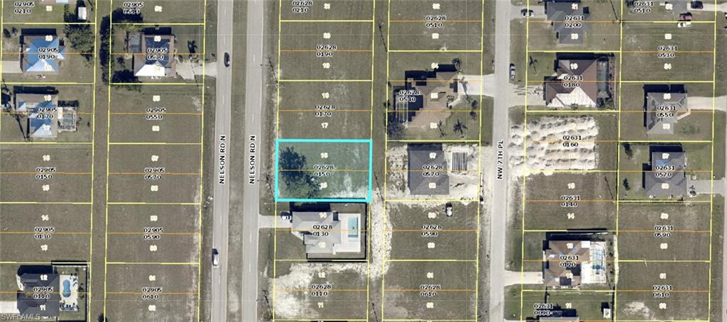 Aerial overview of property's location featuring property boundaries highlighted