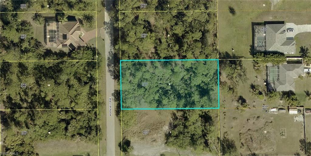 Aerial overview of property's location with property boundaries highlighted