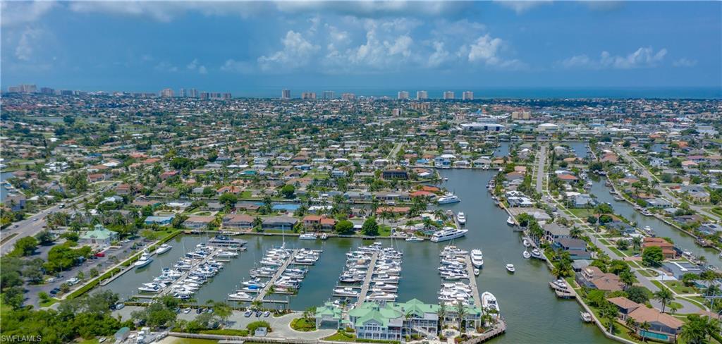 View of urban area with a large body of water