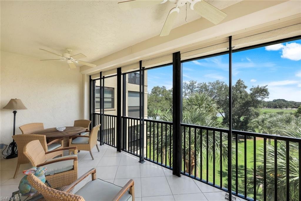 Sunroom with tile patterned floors