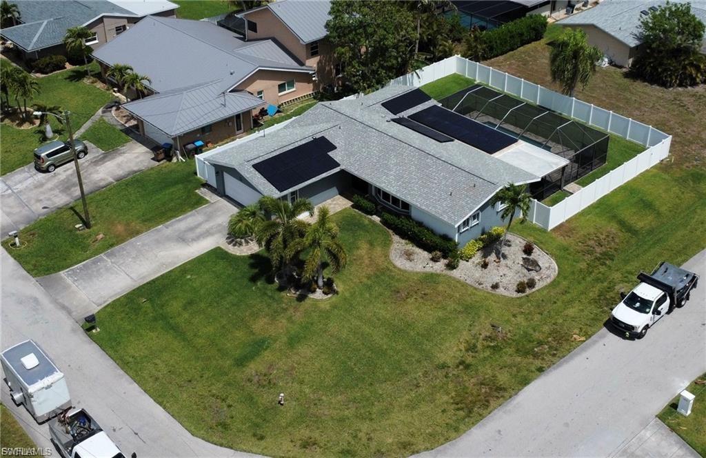 Aerial perspective of suburban area