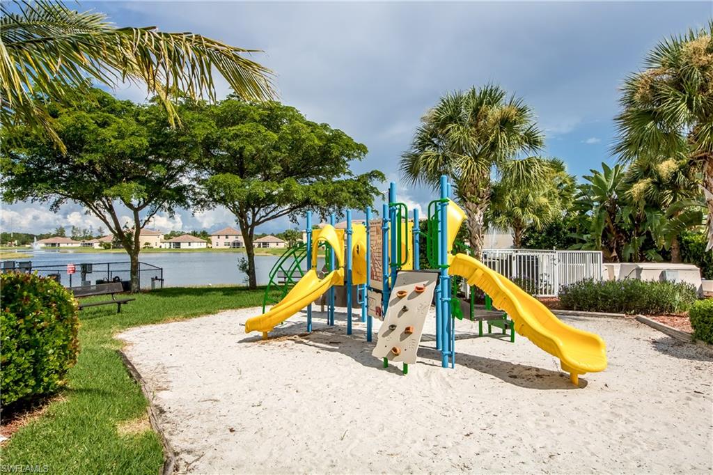Community play area featuring a water view